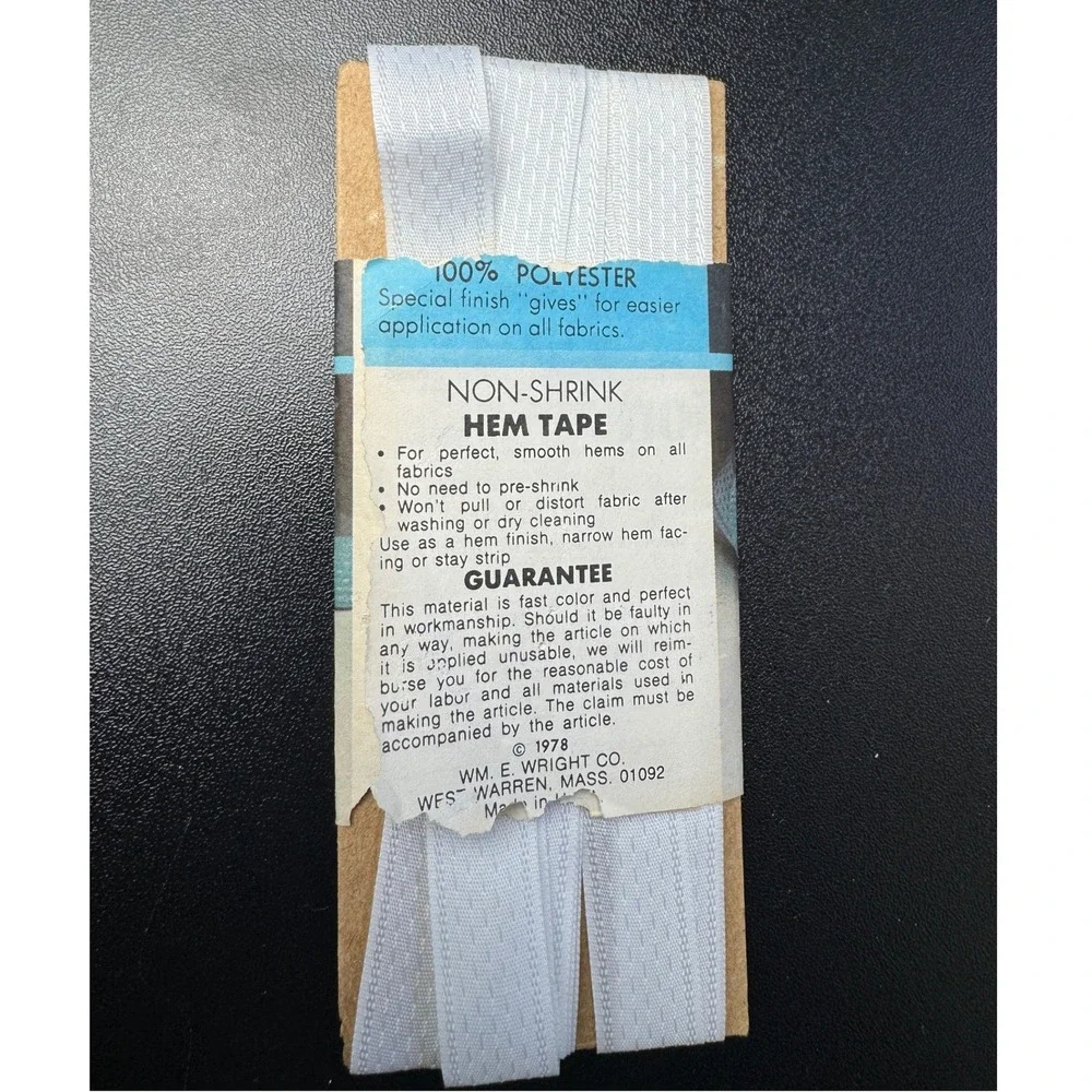 Vintage Wrights Soft and‎ Easy Seam Binding White Hem Tape 116 330 3 Yards 1978